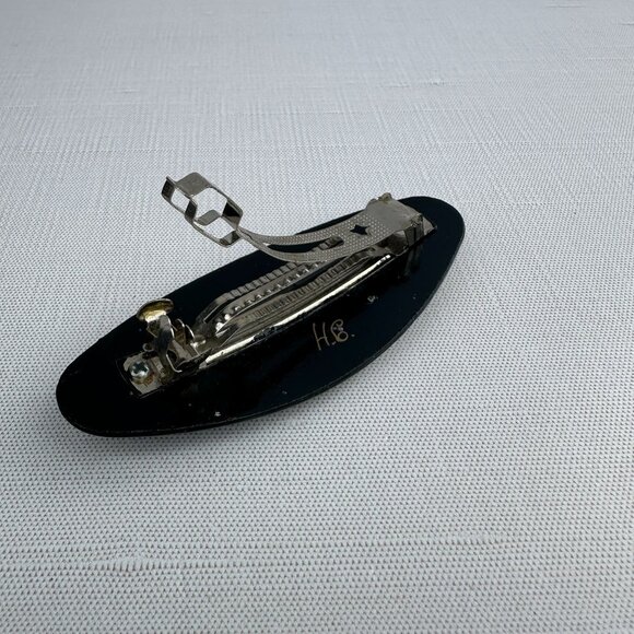 Hand Painted Lacquer Hair Barrette — Floral Russian Folk Art Style 4" Clip - Picture 7 of 12